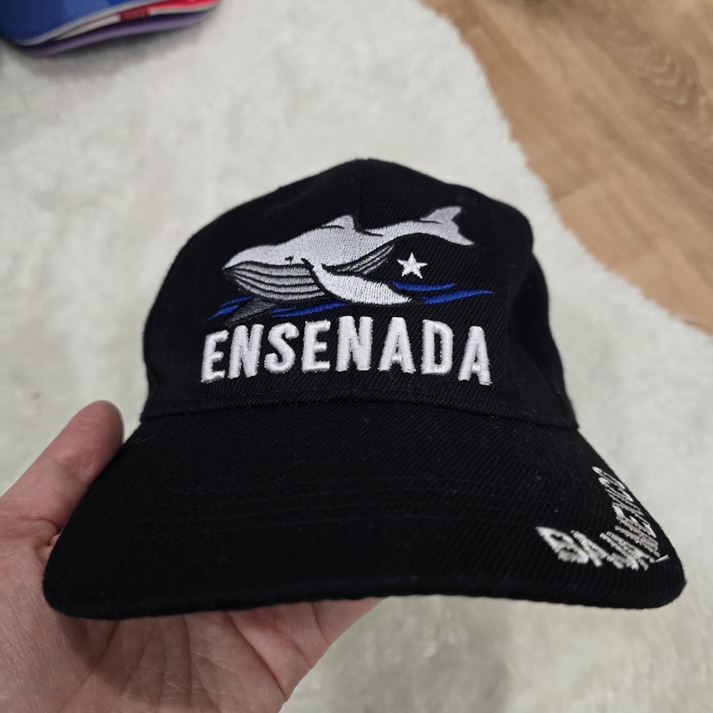 Ensenada Baja Mexico Whale‎ Souvenir Baseball Cap Hat - Black - Embroidered